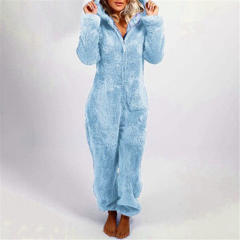 Fleece Thickened Fluffy Jumpsuit Hooded Pajamas m302166