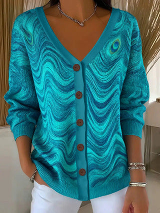 3D Digital Printed Women's Shoulder Cardigan Sweater FF303400 07