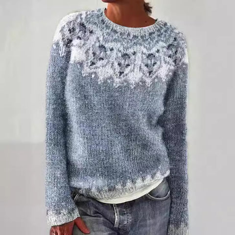 New sweater crew neck color matching loose fashion pullover knitted sweater m300454