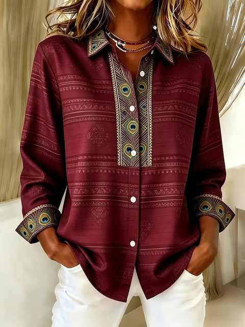 Damen Langarmshirt mit einzigartigem Ethno-Druck m303211