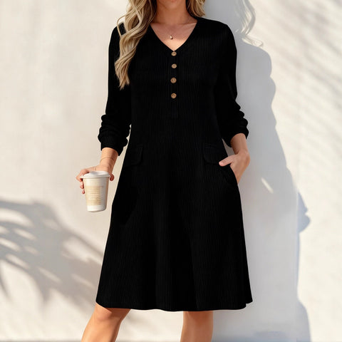 Comfortable and thin pit strip long sleeves knitted dress m302221
