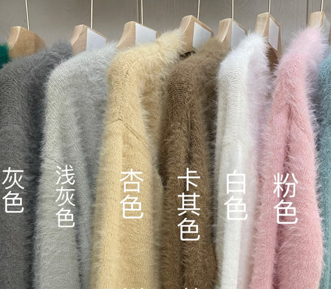 Autumn and winter lazy loose long-sleeved V-neck sweater jacket women's m302032