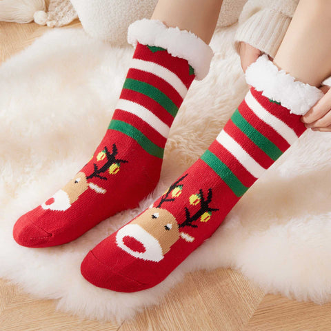 Christmas stockings children floor socks adult winter fleece snow socks FF3332043