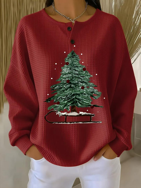 3D-Digitaldruck lockeres lässiges Waffel-Stehkragen-Langarmshirt m303065