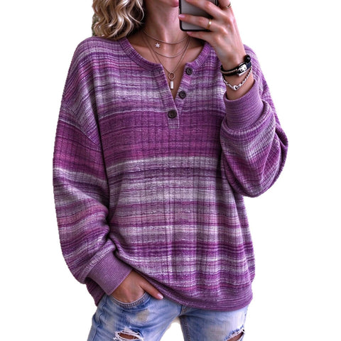 Autumn and winter women's new multi-color 3D printed women's button fashion sweater FF303493