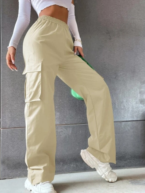 Beltless trousers high waist season wide leg trousers straight loose temperament commuter trousers casual trousers m301371