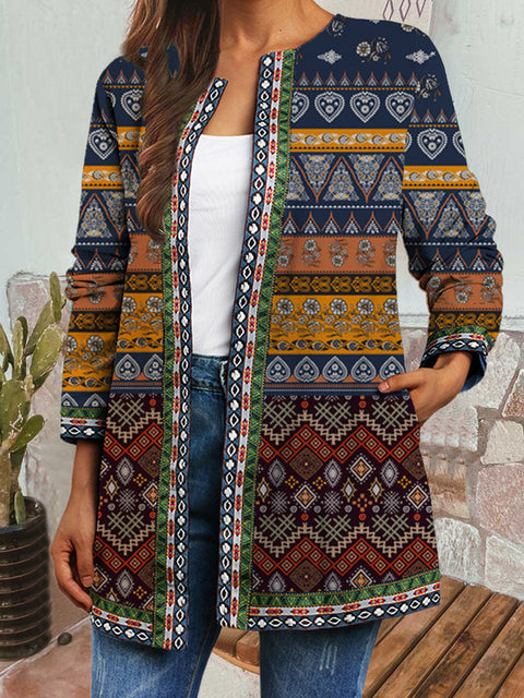 Autumn and winter retro ethnic style print jacket cardigan m303251 05