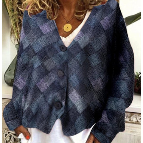 New Christmas abstract print casual cape jacket cardigan sweater m301665