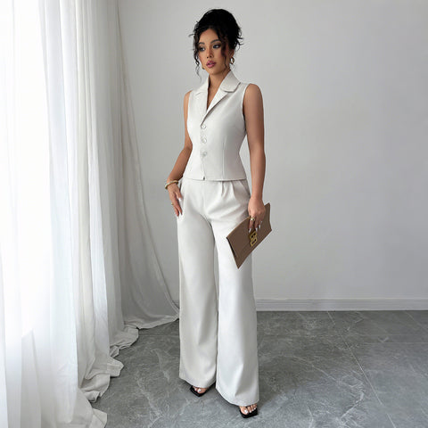 Holiday style button vest trousers two-piece suit women's clothing m301389