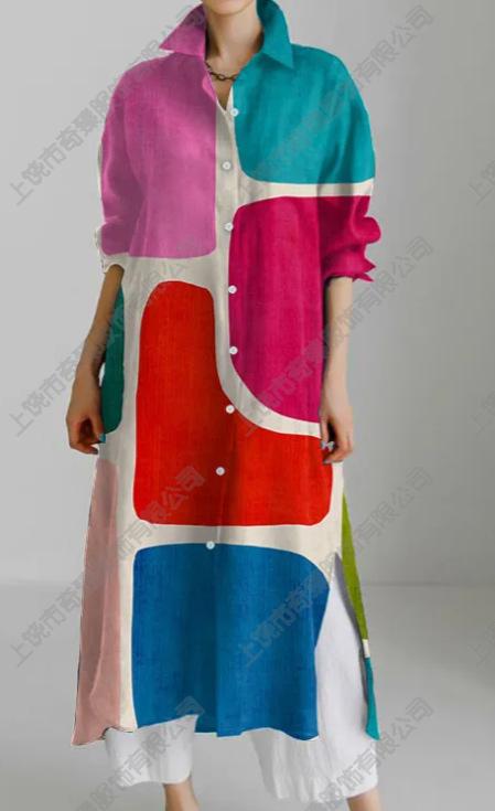 Autumn and winter casual abstract art printing long-sleeved slit skirt m303183