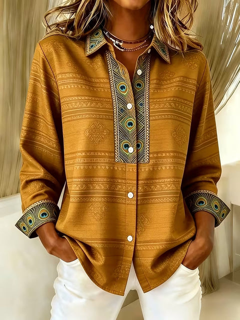 Damen Langarmshirt mit einzigartigem Ethno-Druck m303211