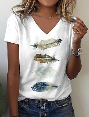 V-neck top 3D rose morning glory T-shirt m303194