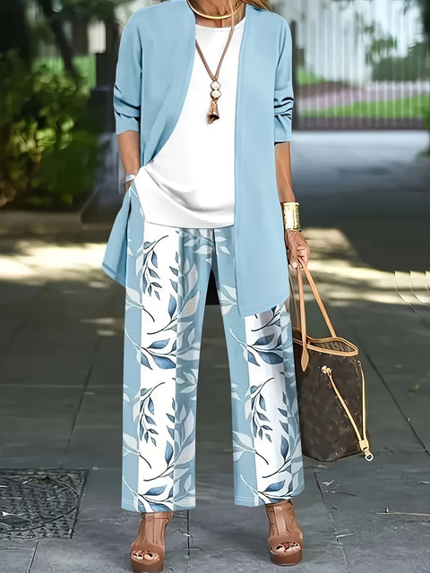 Jacket with vest top and elegant slacks 3-piece women's set m302760