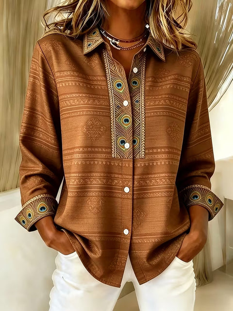 Damen Langarmshirt mit einzigartigem Ethno-Druck m303211