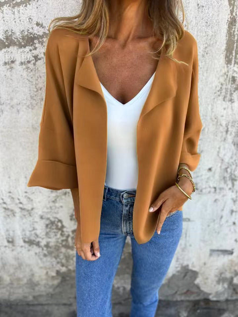 Women's spring and autumn casual imitation suede cardigan solid color lapel jacket m302203