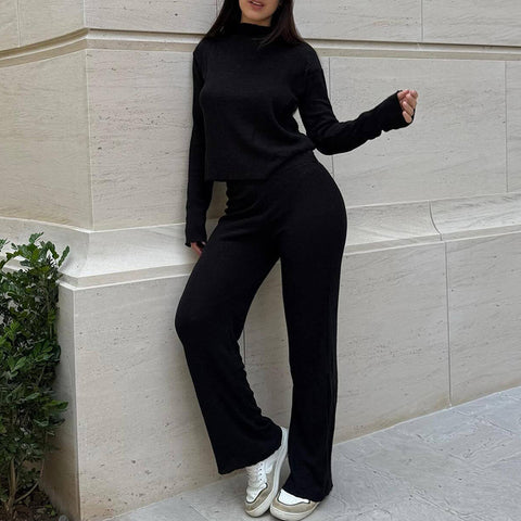 Homewear Women's Waffle Knitted Suit Daily Casual Commuter Two-piece Set m301779