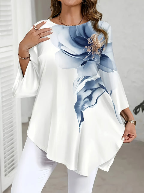 hot-selling casual versatile top floral print crew neck t-shirt FF303395