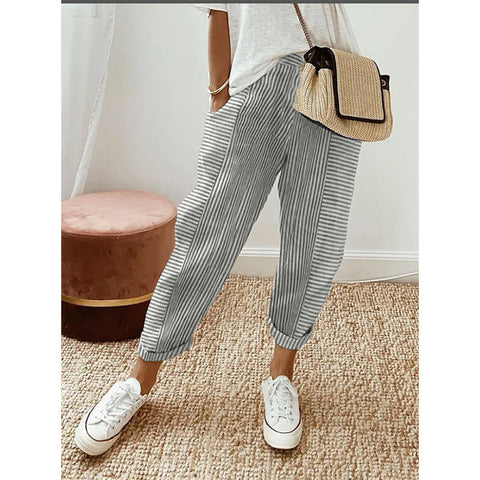 New woven jacquard striped splicing design loose casual pants children m301248