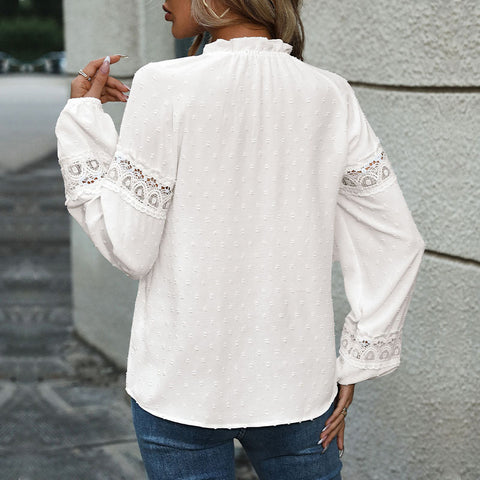 Autumn new long-sleeved splicing jacquard shirt women's m300848