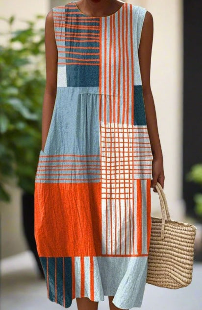 Sleeveless printed temperament long dress dress m301527