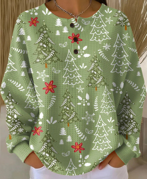 3D-Digitaldruck lockeres lässiges Waffel-Stehkragen-Langarmshirt m303065