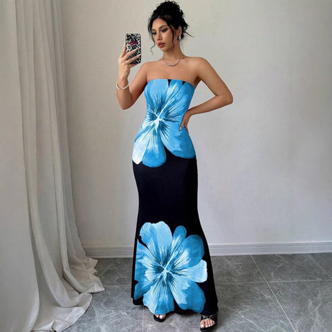 Women's tube top Butterfly print vest Slim-fit hip-wrapped high-waisted women's dress m301952