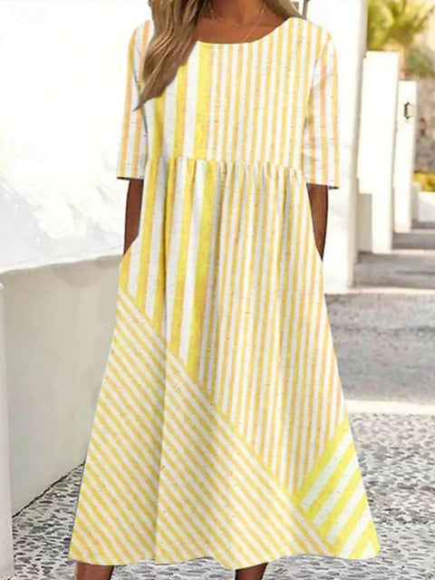 Loose fashion premium V-neck print dress m302742
