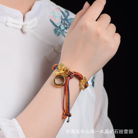 Hand-woven Tibetan hand rope Zakiram hand rope Green Tara fifth master thangka bracelet Tibetan hand rope female m3331256