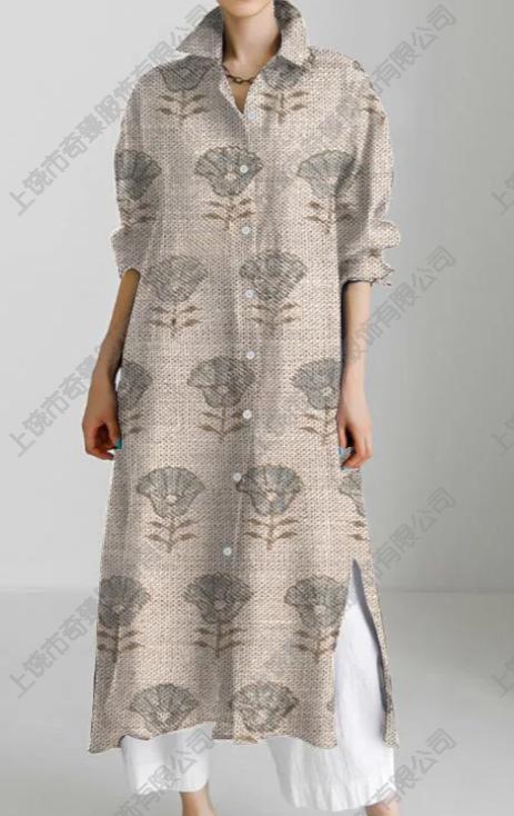 Autumn and winter casual abstract art printing long-sleeved slit skirt m303183