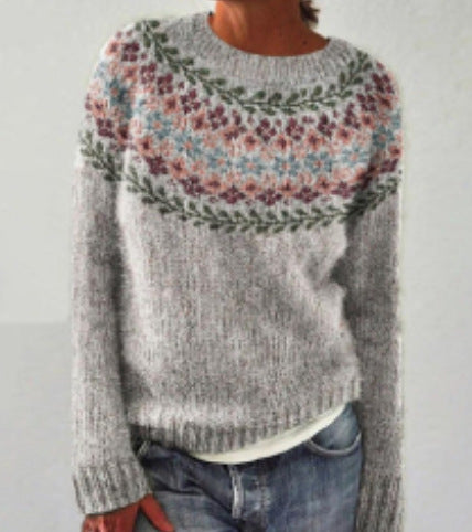 New sweater crew neck color matching loose fashion pullover knitted sweater m300454