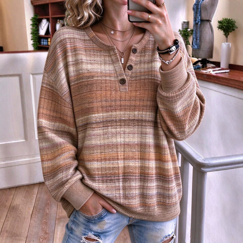 Autumn and winter women's new multi-color 3D printed women's button fashion sweater FF303493
