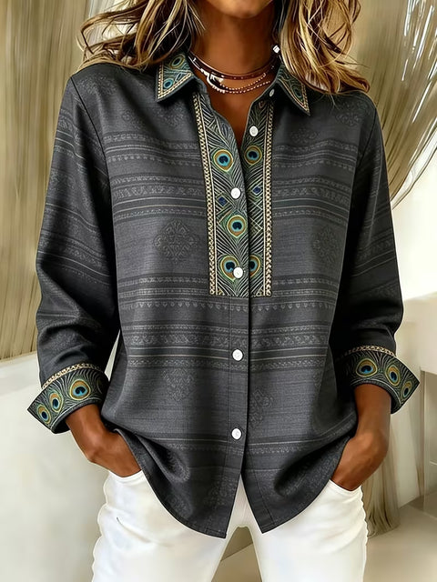 Damen Langarmshirt mit einzigartigem Ethno-Druck m303211