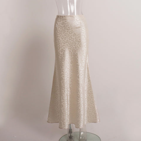 Summer new trend hip-wrapped jacquard leopard print long skirt m301573