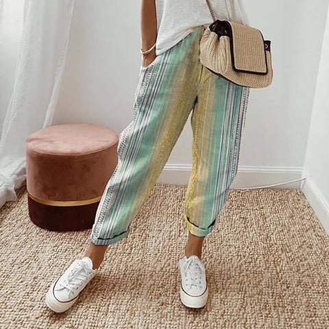 Linglong hemp digital printing trousers m303185