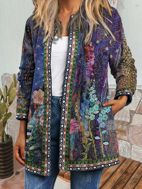 Autumn and winter retro ethnic style print jacket cardigan m303251 02