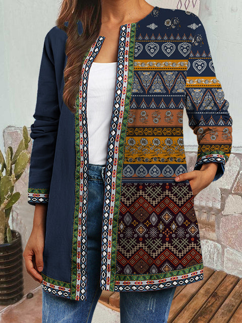 Autumn and winter retro ethnic style print jacket cardigan m303251 05