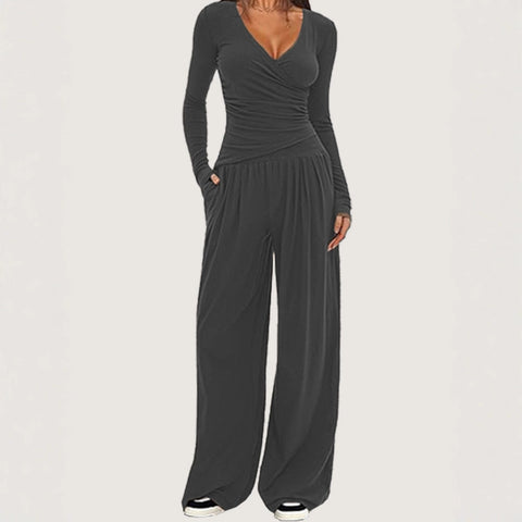 Wide-leg pants set women's long-sleeved multi-occasion sportswear m301804