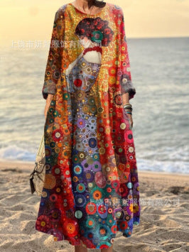 Robe ample décontractée imprimée en 3D pour femme m301278 