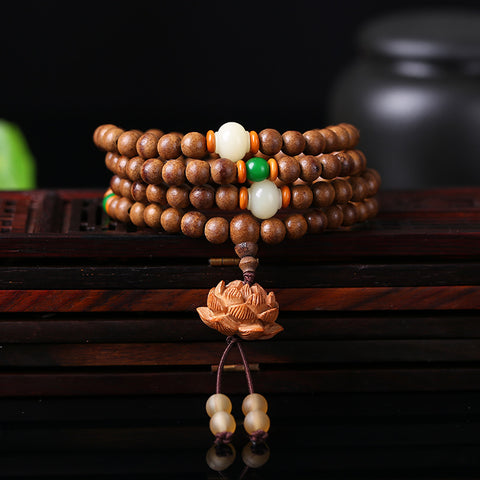 Kalimantan agarwood bracelet, sweet fragrance agarwood necklace, sweater chain, simple agarwood 108 Buddha beads m3331317