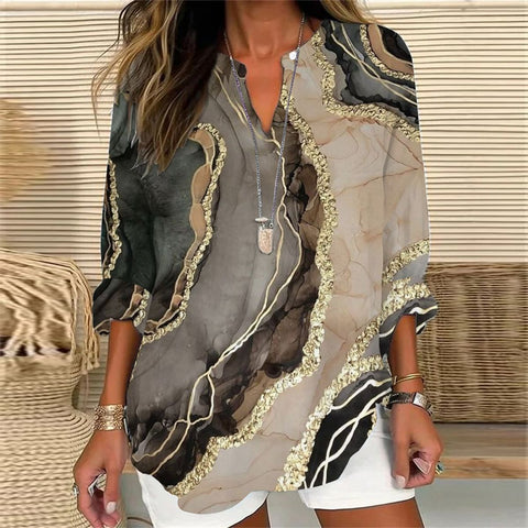 Women's summer small V-neck long-sleeved casual temperament T-shirt long-sleeved m301363