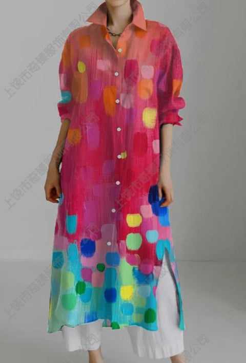 Autumn and winter casual abstract art printing long-sleeved slit skirt m303183