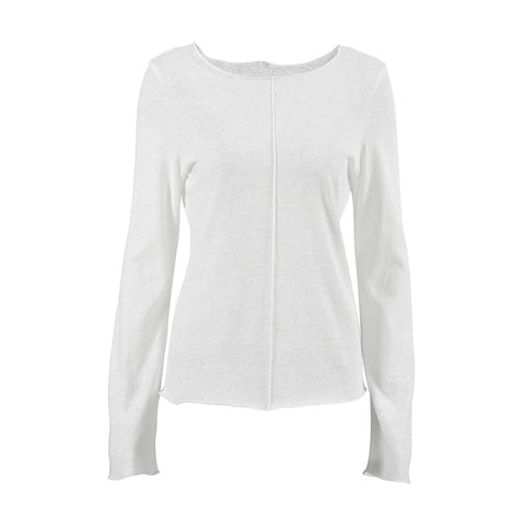 crew neck knitted bottoming shirt women's simple fashion splicing inside with white long-sleeved top women's clothing m301821