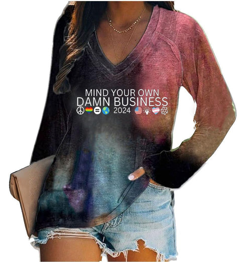 Women's V-neck long sleeve horror red graffiti 3D digital printing m301556