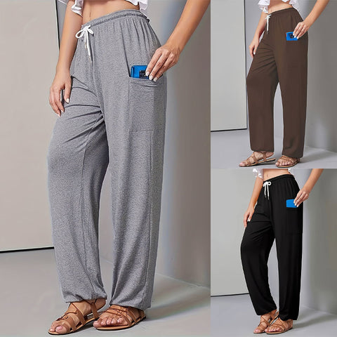 Elastic belt drawstring high waist Harlan pants women's yoga pants side pocket wide leg pants trousers m302011