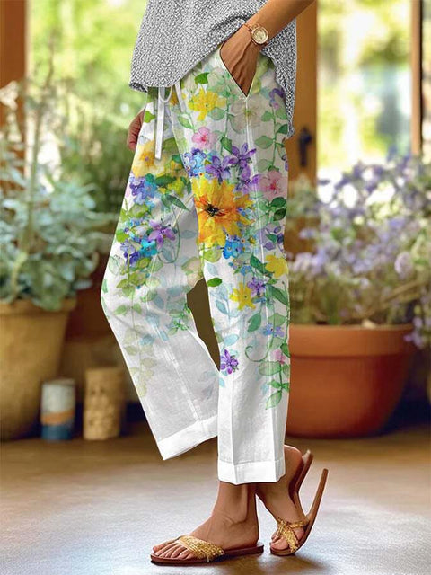 Linglong hemp digital printing trousers m303185