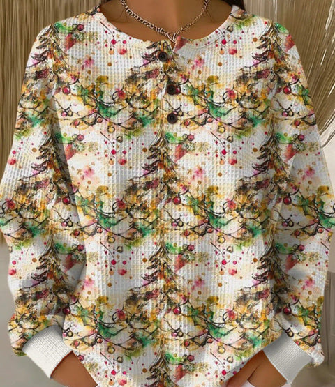 New retro 3D digital printing three-button stand-up collar Polo sweater m302116