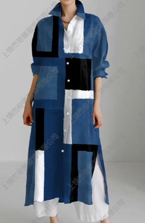 Autumn and winter casual abstract art printing long-sleeved slit skirt m303183