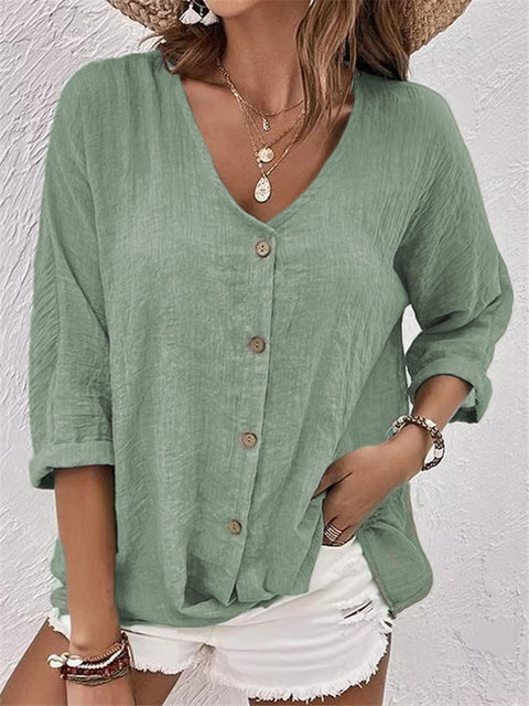 V-neck pullover short-sleeved loose-fitting women's shirt casual women's top m301298