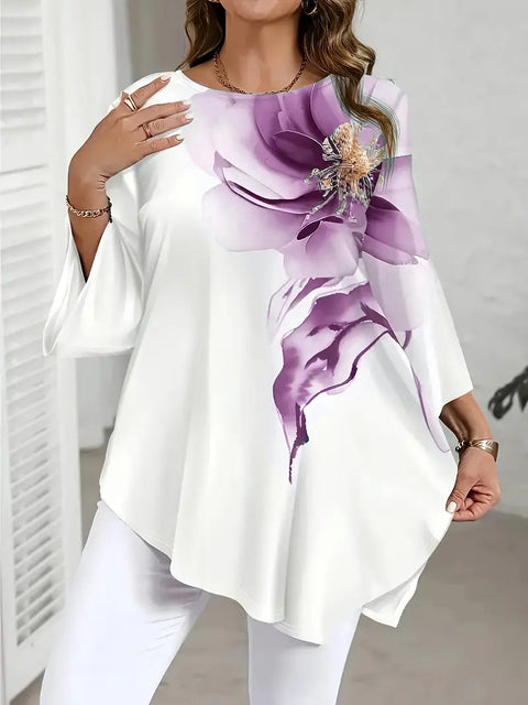 hot-selling casual versatile top floral print crew neck t-shirt FF303395
