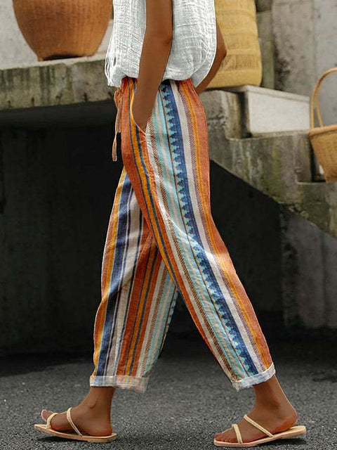 Linglong hemp digital printing trousers m303185